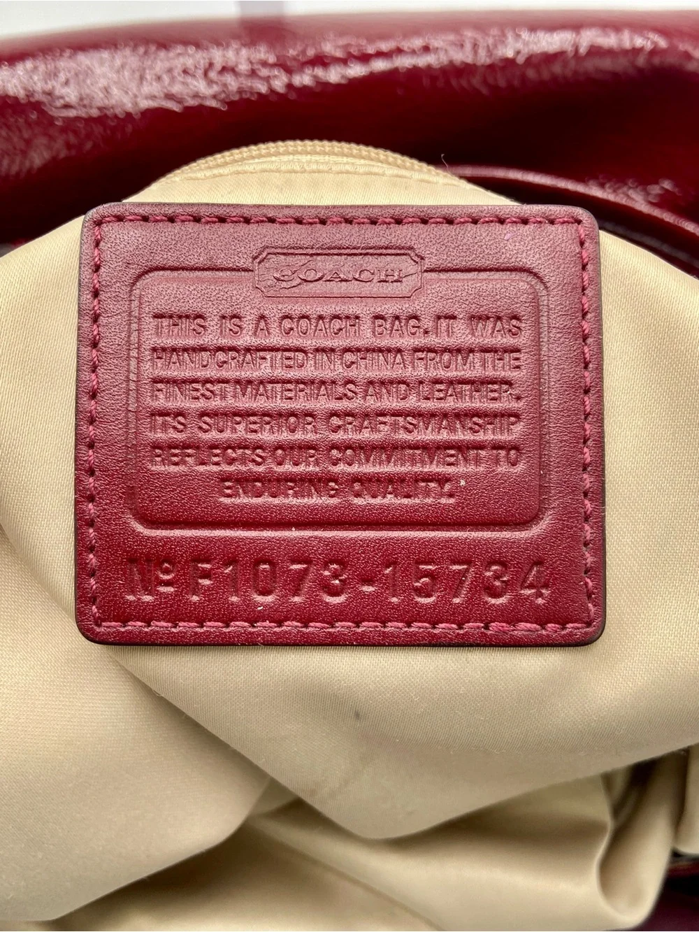 Coach Mia 15734 Burgundy Red Patent Leather Shoulder Bag Hobo Silver Hardware